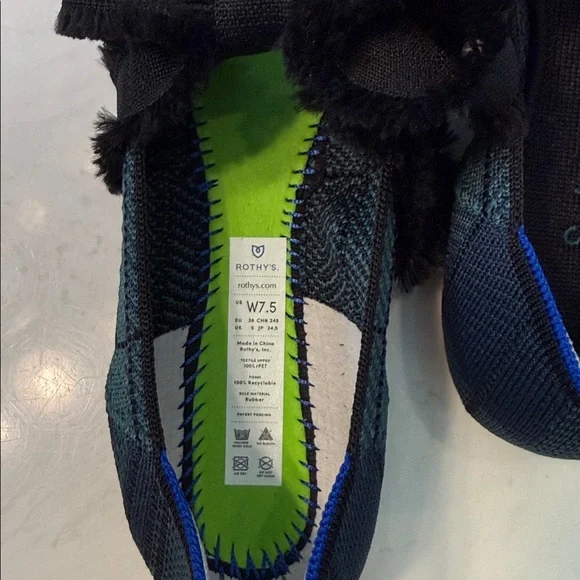 NEW Rothy's Black and Green Mary Jane Point Pine Plaid Flats - Picture 7 of 8